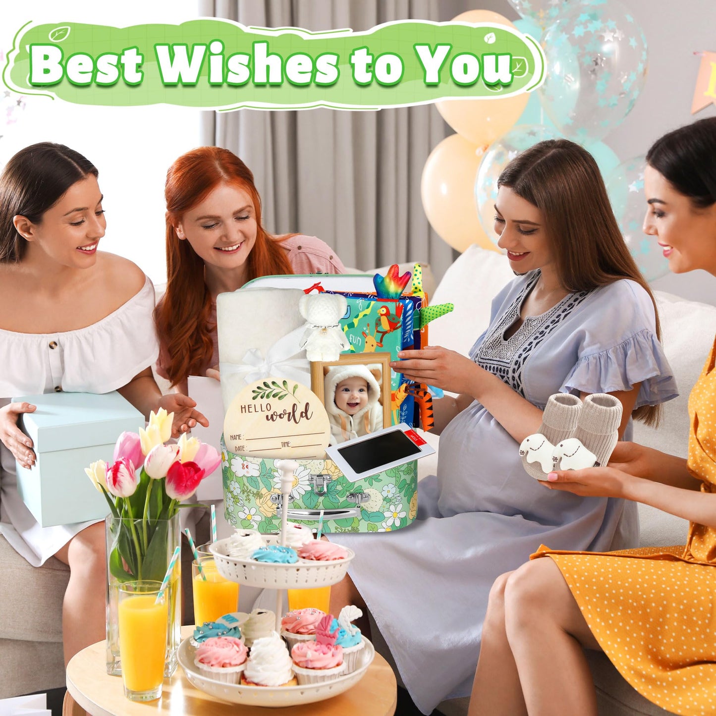 8PCS Baby Shower Gifts, New Born Baby Gifts for Girls Boys, Includes Baby Blankets, Funny Socks, Baby Keepsake and Milestone, Unique Newborn Essentials Gift Set
