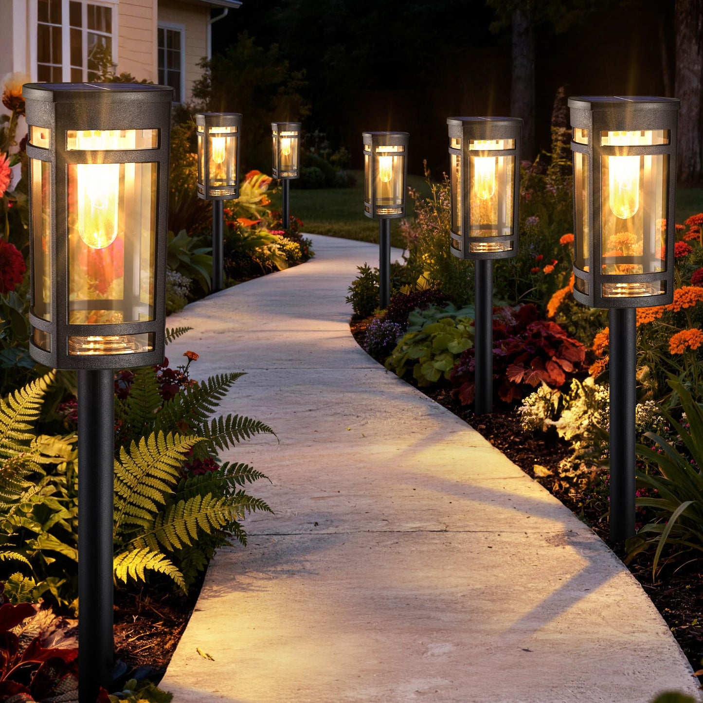 Jyoiat 6 Pack Outdoor Solar Pathway Lights - Solar Landscape Lights Outdoor Walkway Solar Garden Lights for Lawn, Path, Yard Decor (Warm White)