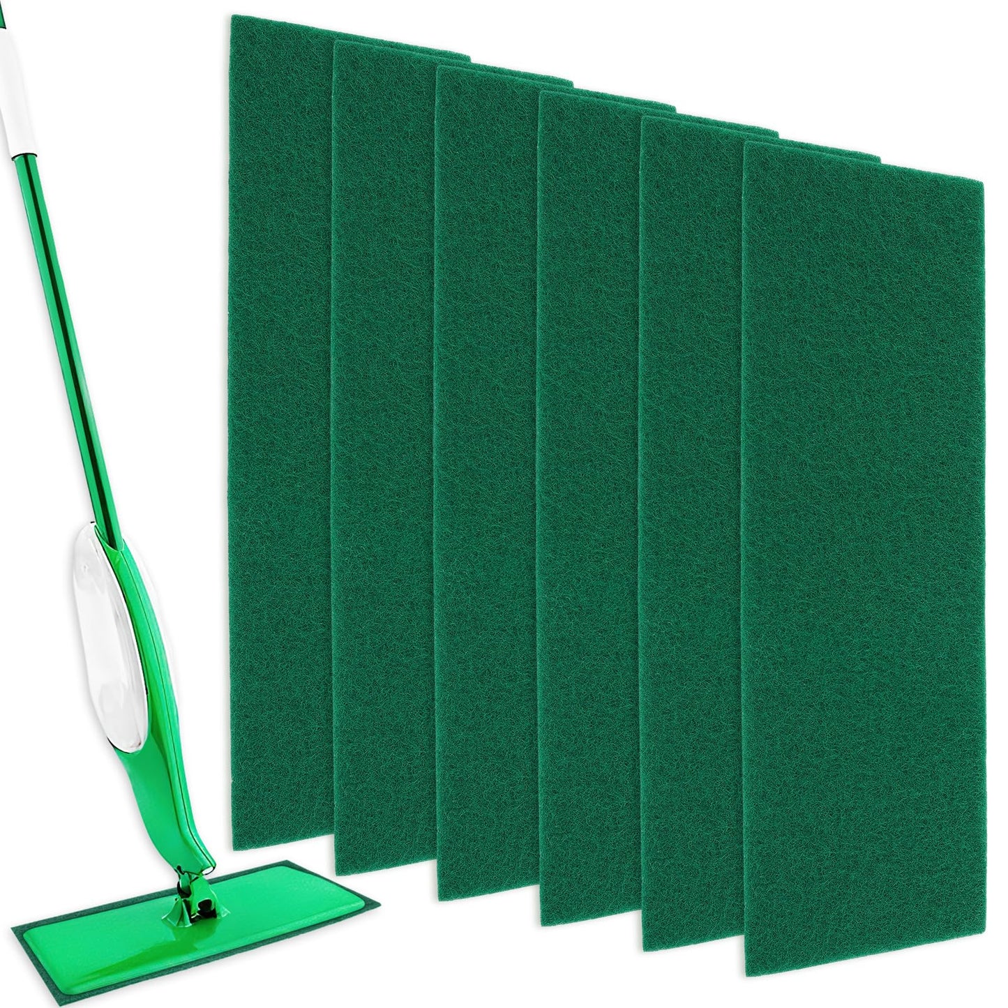 KEEPOW 6 Pack Scrub Mop Pads Replacement Compatible with Libman Freedom Spray Mop, Mop Scrubber Attachment for Floor Cleaning, Fit for Rubbermaid and Turbo & Other 18 Inch Microfiber Mops