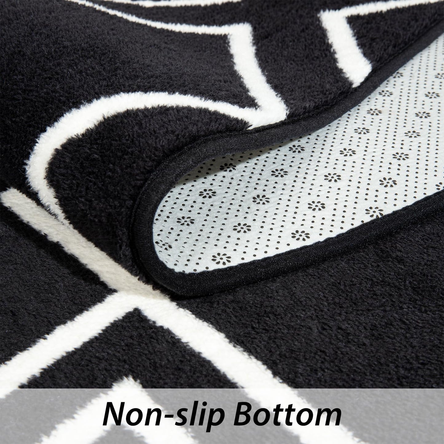 Rtizon Soft Area Rug for Bedroom, 5x7Ft Moroccan Rugs for Living Room, Geometric Non-Slip Carpet with Memory Foam for Boys Girls's Bedside Office Dorm Farmhouse, Black and White