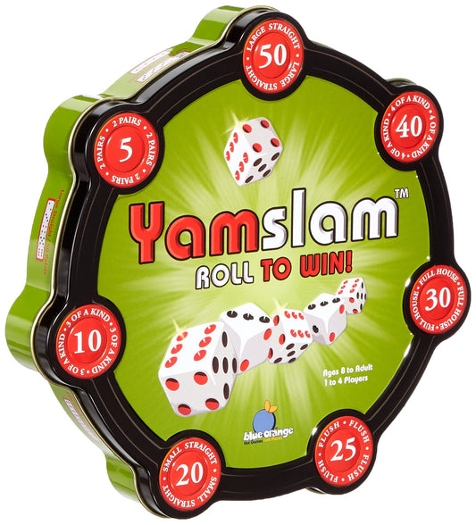 Blue Orange Yamslam - The Ultimate Dice Game Tabletop Dice Game, Fast-Playing Strategy Party Game, for Kids Teens Adults Family Game Nights, Felt Lined Interior Poker Chips, 1 to 4 Players, Ages 8+