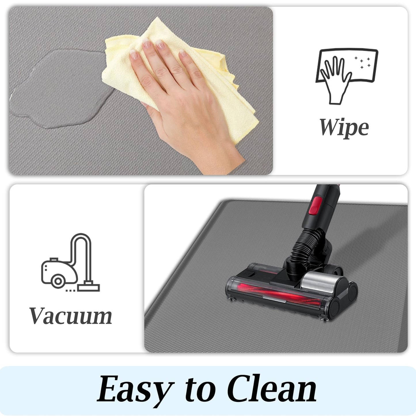 Artnice Kitchen Mats for Floor, 3/4" Extra Thick Cushioned Anti Fatigue Mat, Waterproof Kitchen Rug, Non Slip Heavy Duty Ergonomic Standing Desk Mat for Home, Sink, Office (17.3" x 28",Grey)