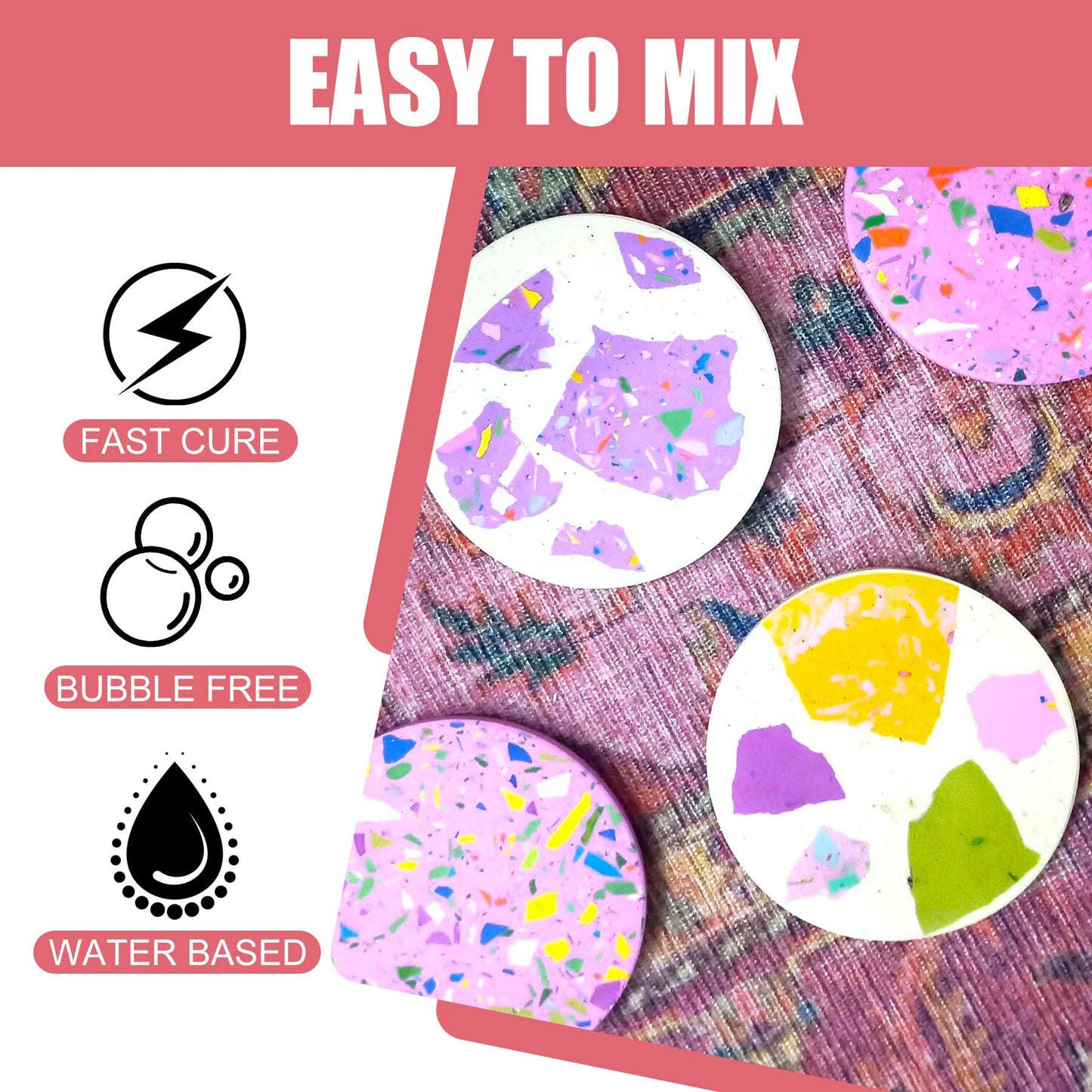 Eco Resin Casting Powder - 2800g Ceramic Resin Powders Kit with 6pcs Pigments, Fast Curing, Easy to Demold, Water Mixed Activated - Toxic-Free, Odorless - Plaster Casting Kit for DIY Home Art Crafts