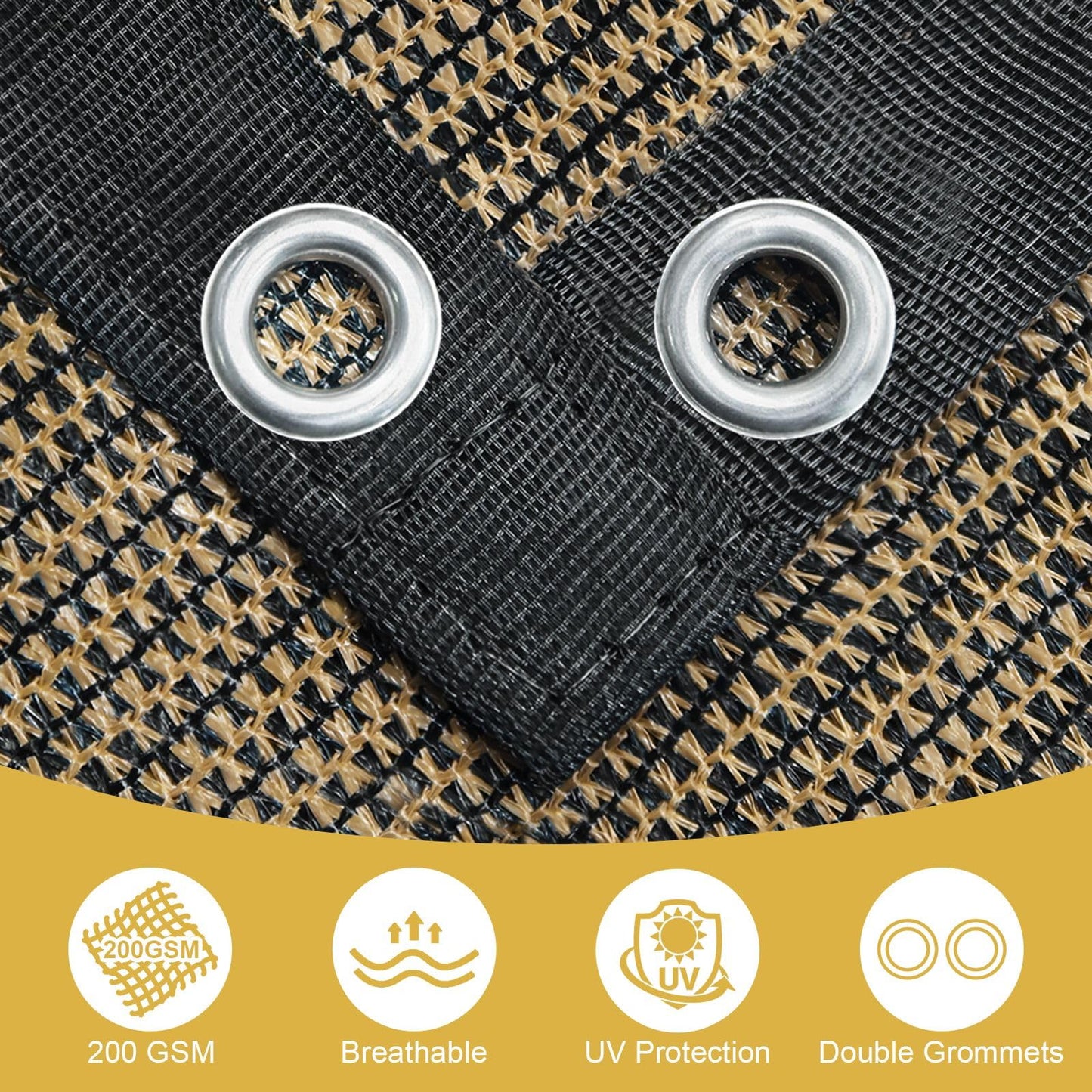 Shade&Beyond 90% Sun Shade Cloth with Grommets, 8X12 FT Pergola Shade Cover Canopy, Mesh Tarp Sun Screens for Patio, Outdoor, Garden, Backyard, Mocha