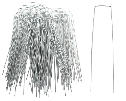 200 Pack 8 Inch Landscape Staples, Heavy Duty 11 Gauge Galvanized Steel Garden Stakes Staples Securing Pegs U-Shaped Pins for Securing Irrigation Tubing Fabric Weed Barrier Ground Sheets