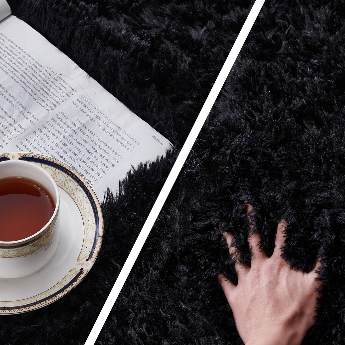 BRICHOEE Shaggy Area Rug, 5x7 Ft Black Upgrade Anti-Skid Durable Rectangular Cozy, High Pile Soft Throw Rug for Nursery Living Room