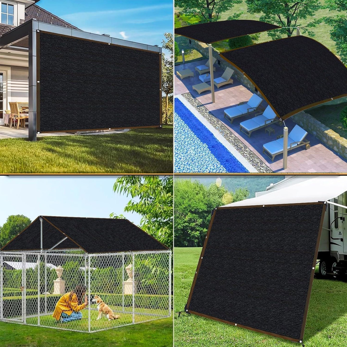Shade Cloth, 95% Garden Sun Shade Cloth Black Sunblock Shade Net UV Resistant Shade Netting with Grommets for Plant Pergola Porch Privacy Screen Patio Awnings Outdoor Parking Yard