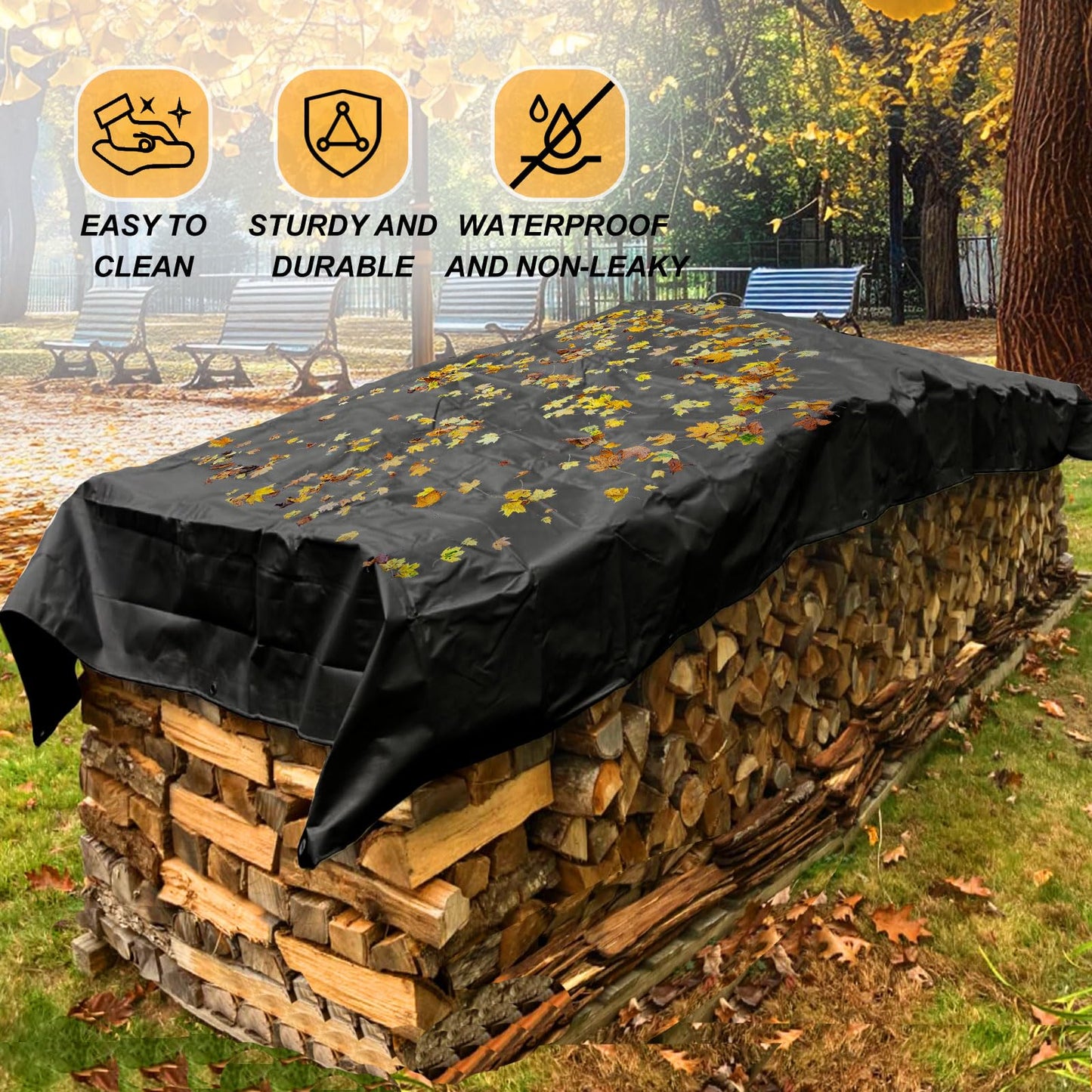 Black Tarps-180g/㎡ Heavy Duty Waterproof Tarpaulin,Lightweight,Durable,Waterproof, Outdoor Waterproof Tarps for Camping Pool,Cars,Garden(10×12FT)