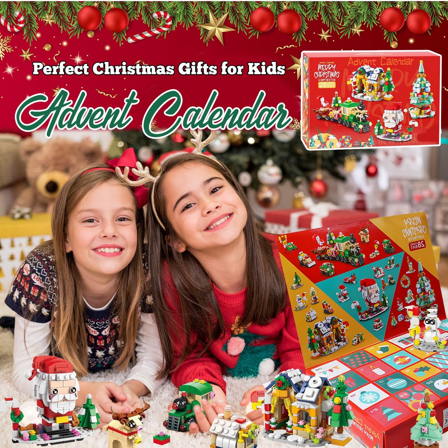1123 Pieces Advent Calendar 2025 Building Blocks Set - 24 in 4 Building Brick Model for Countdown to Christmas - Gift Daily Collectible Surprises