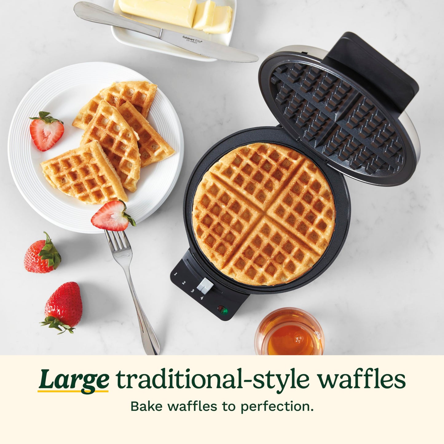 Cuisinart Traditional Round Waffle Maker, 5-Setting Browning Control, Quick Heat-Up (WMR-CAC)