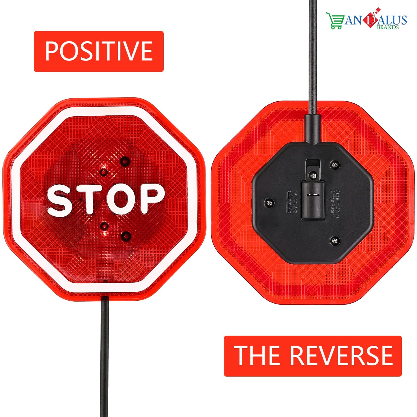 Andalus Brands Flashing Led Stop Sign Garage Parking Assistant System - Garage Car Stop Indicator - Driveway Markers and Car Gadgets - Parking Sensors for Vehicles - Bumper Guards for Cars (2-pack)
