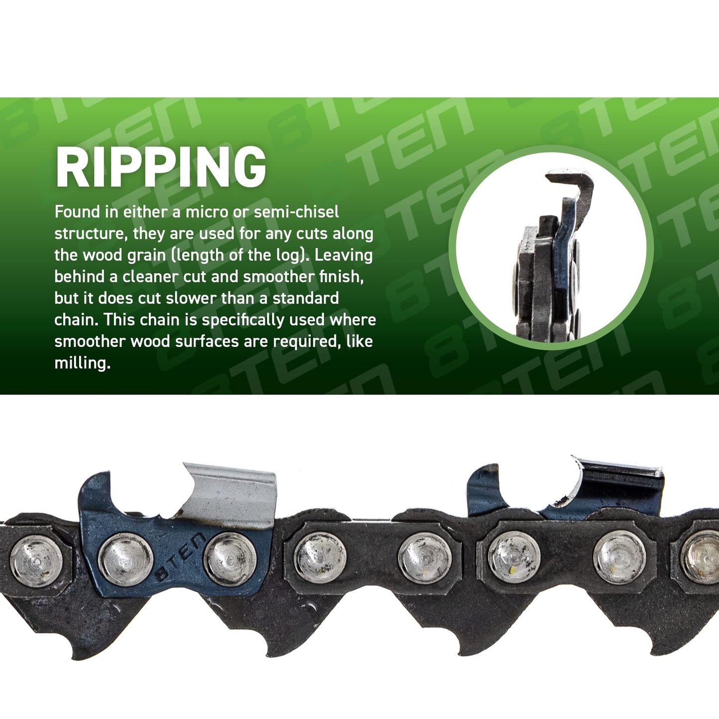 8TEN Ripping Chainsaw Chain 24 Inch .050 3/8 84DL for Husqvarna 455 Rancher Echo CS-590 CS-600P Stihl MS 270 (1 Pack)