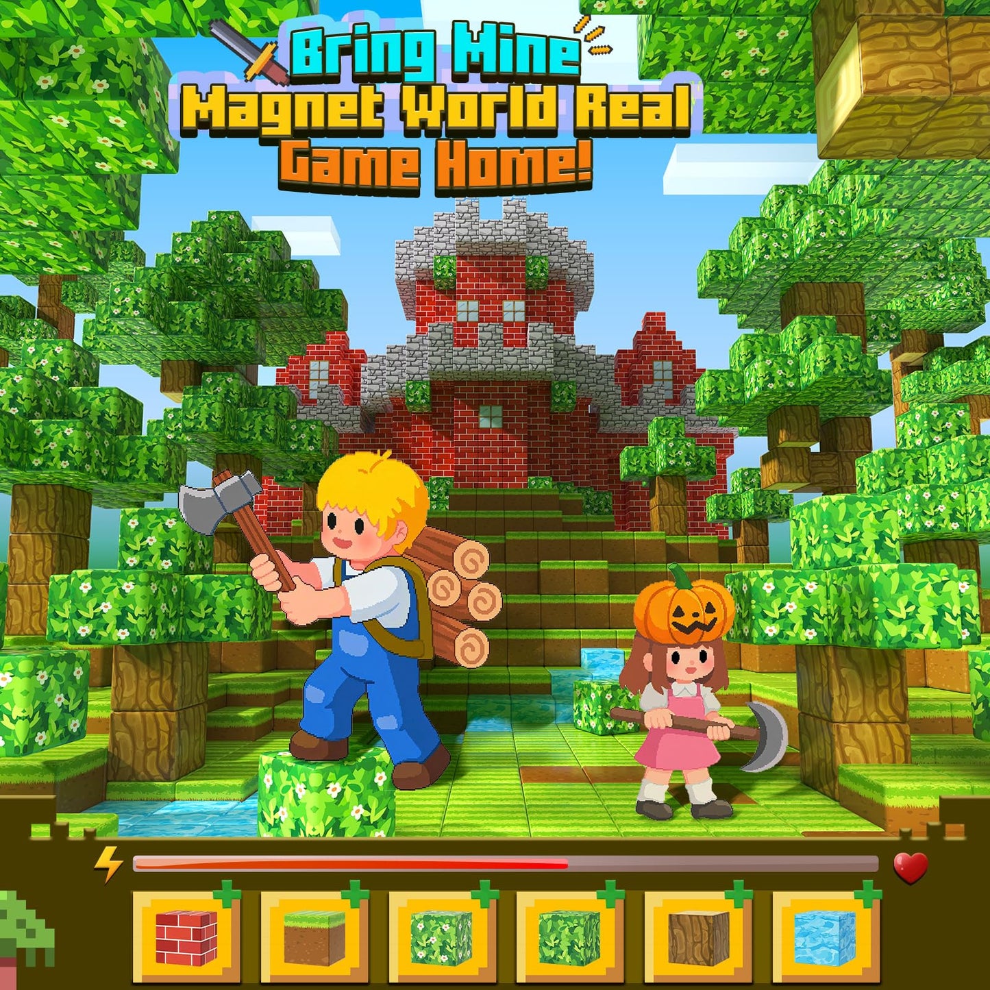 100PCS Magnetic Blocks-Build Mine Magnet World Forest Edition Toddler Toys for 3+ Years Old Boys, Magnetic Tiles Sensory Building Toys for Toddlers Gifts for Boys Age 4-6 5-7, Creative Kids Games