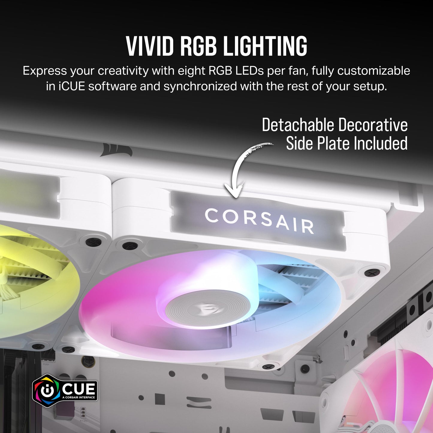 CORSAIR iCUE Link RX120 RGB 120mm PWM Fans with iCUE Link System Hub - Magnetic Dome Bearing - Triple Pack - White