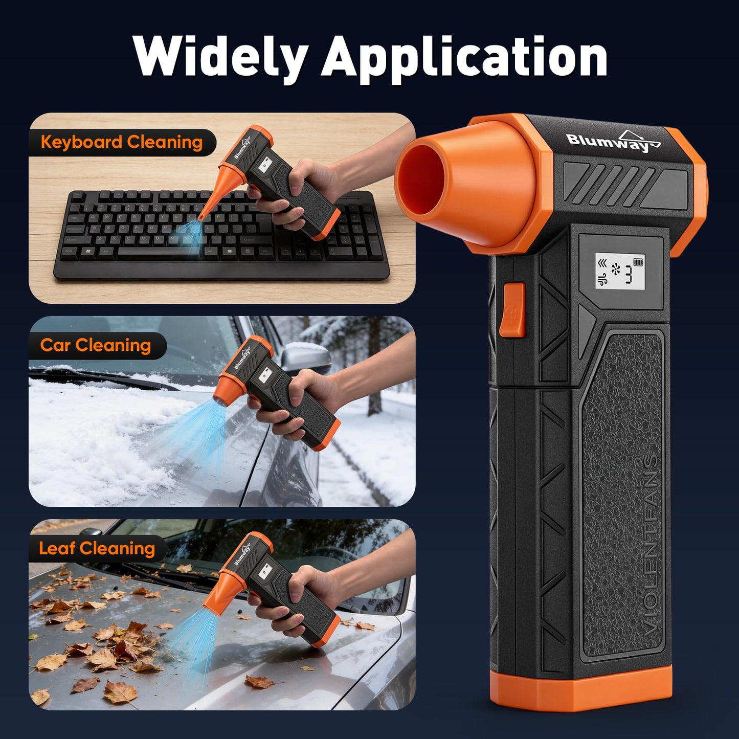 Compressed Air Duster, 2-in-1 Duster Blower & Vacuum with 320000RPM Jet Fan, Electric Air Duster Rechargeable, 4-Gear Adjustable Air Blower for Detailing Keyboard Computer Car Home Outdoor Cleaning