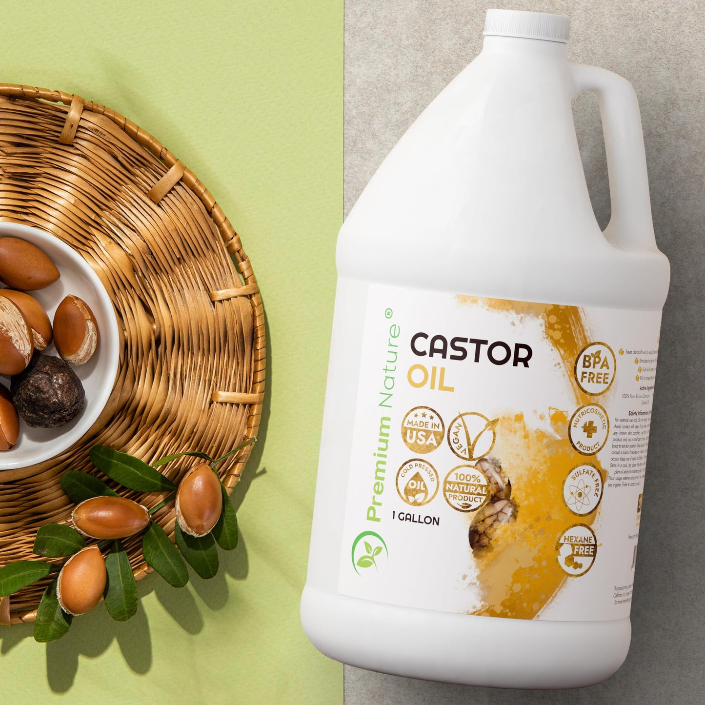 Castor Oil Pure Carrier Oil - Cold Pressed Castor Oil for Essential Oils Mixing Natural Caster Oil, 1 Gallon