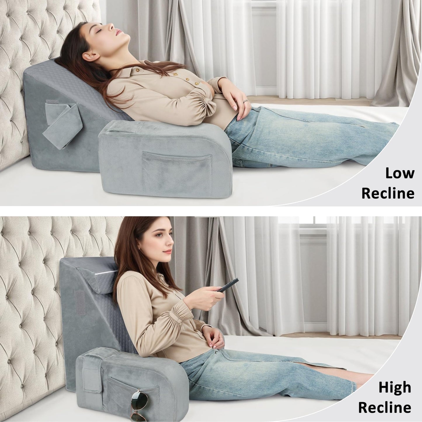 Comfort Reading Pillow for Bed, Adult Back Pillow with Arms - Soft but Firm Backrest for Sitting Up, Watching TV & Relaxing on Couch