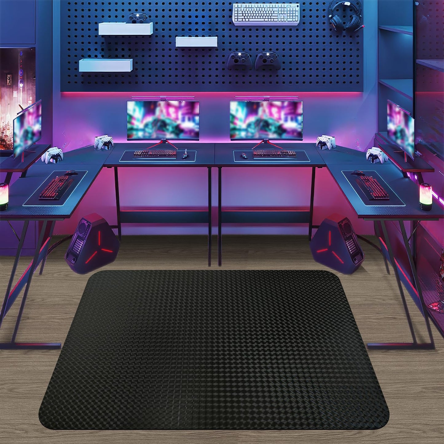 Vicwe Gaming Chair Mat for Hardwood Floor, 63"×51" Large Office Chair Mat, PVC Computer Chair Mat, Easy Glide, Floor Protector for Rolling Chair-Black