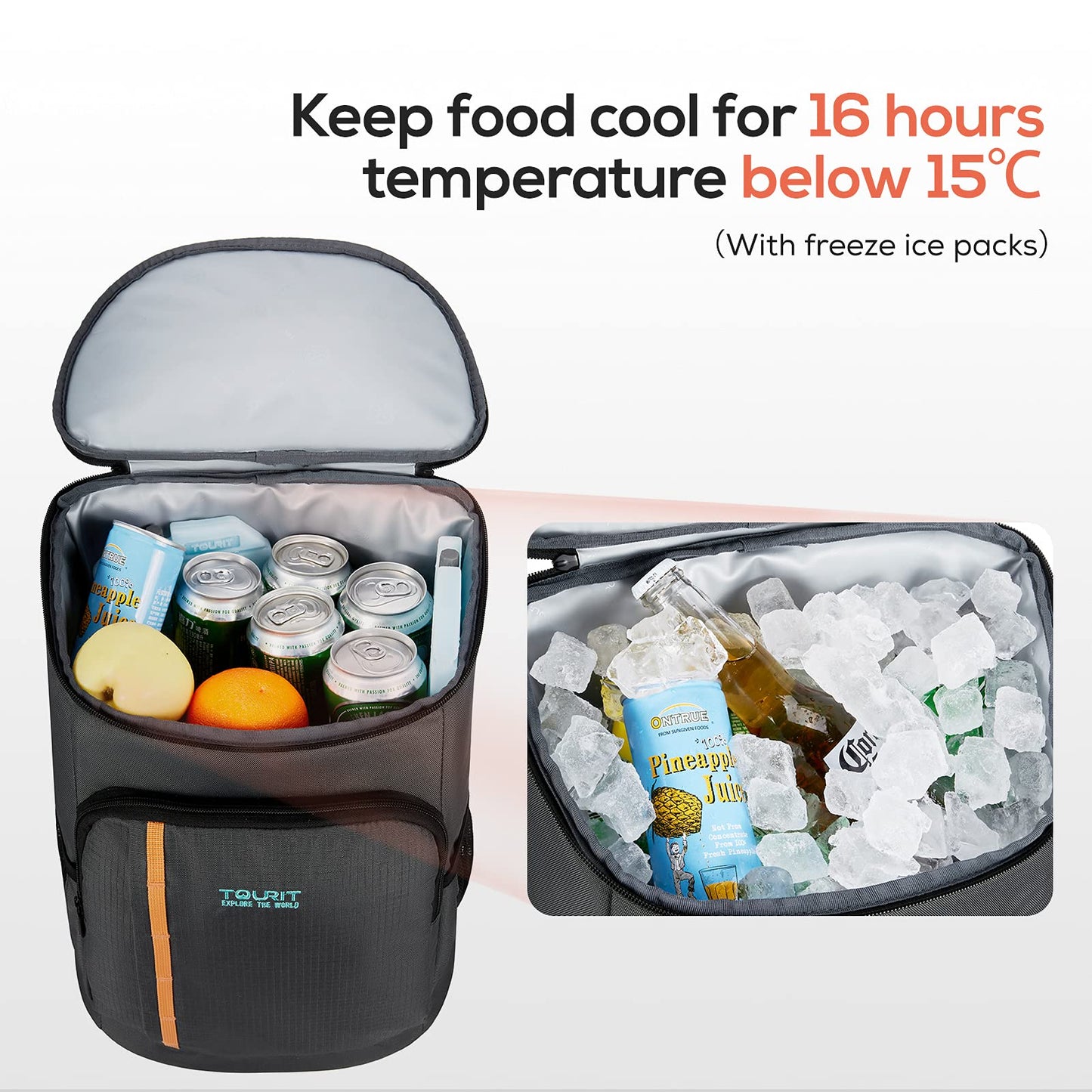 TOURIT Cooler Backpack 30 Cans Lightweight Insulated Backpack Cooler Leak-Proof