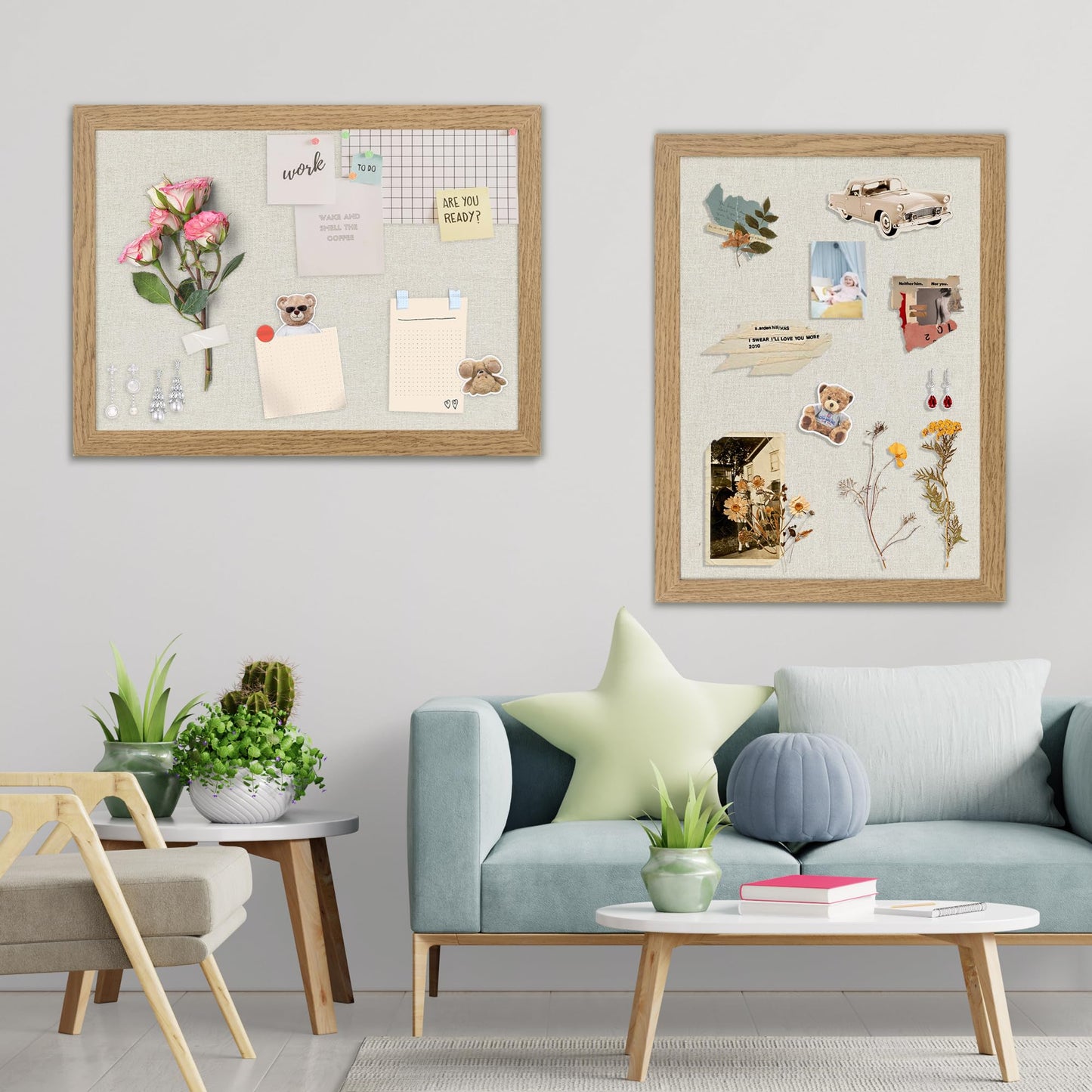 AKTOP 2-Pack Cork Board Bulletin Board with Linen 18" X 24", Large Framed Corkboard for Wall, Hanging Pin Board Picture Board for Home Office Decor, Cute Vision Board with Pushpins (Carbonized Black)