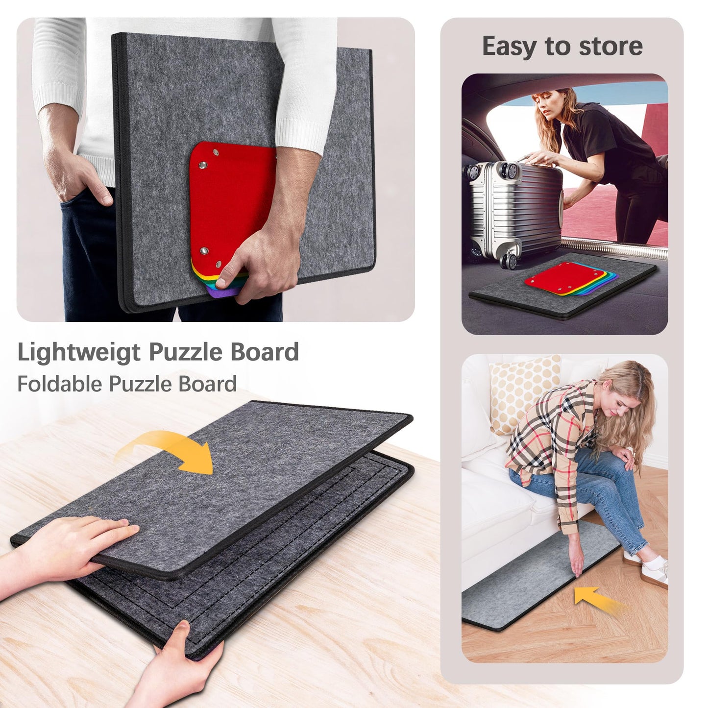 Becko US Foldable Design, Jigsaw Puzzle Board with Cover & 6 Sorting Trays, Portable & Lightweight Puzzle Table, for 1000 Piece Jigsaw Puzzles
