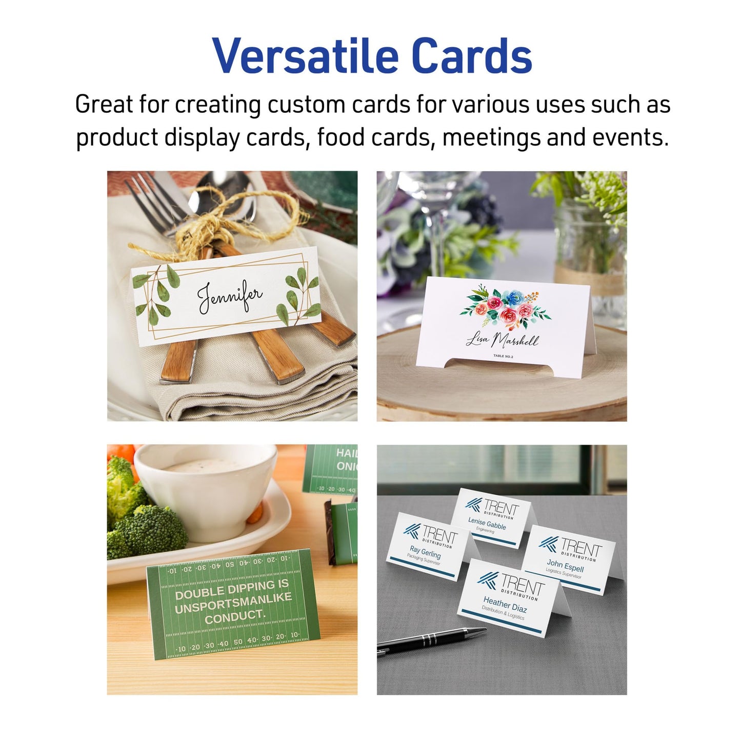 Avery Printable Small Tent Cards, 2" x 3.5", Two-Sided Printing, Matte White, 2 Pack, 320 Cards Total (5812)