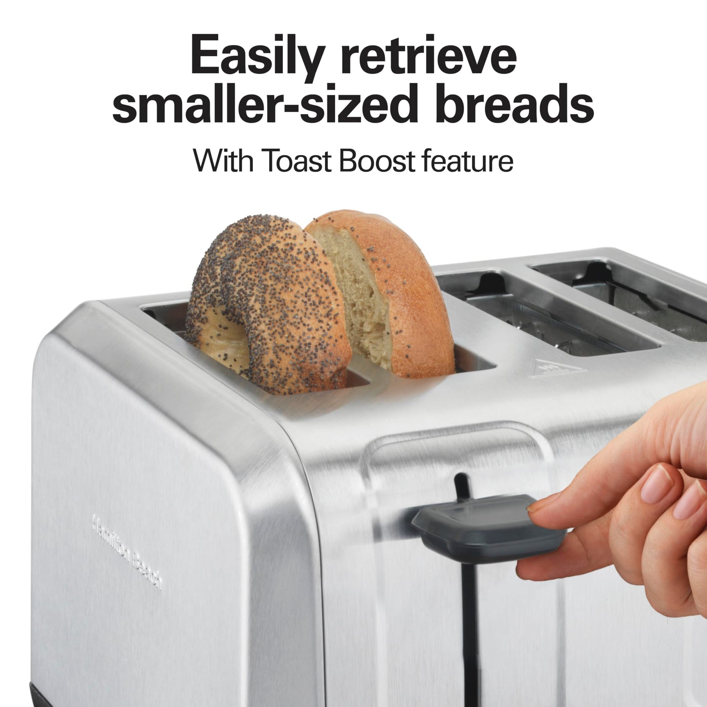 Hamilton Beach 4-Slice Toaster, Brushed Stainless Steel, Extra-Wide Slot Toaster with Shade Selector, Toast Boost, Slide-Out Crumb Tray, Auto Shutoff, Cancel Button, 24910G