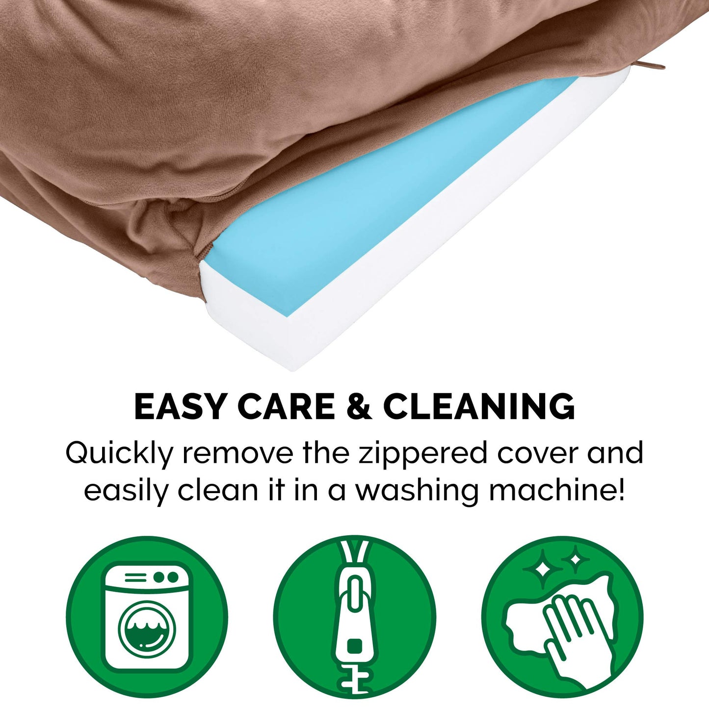 Furhaven Cooling Gel Dog Bed for Large/Medium Dogs w/Removable Bolsters & Washable Cover, for Dogs Up to 55 lbs - Plush & Velvet Waves Perfect Comfort Sofa - Brownstone, Large