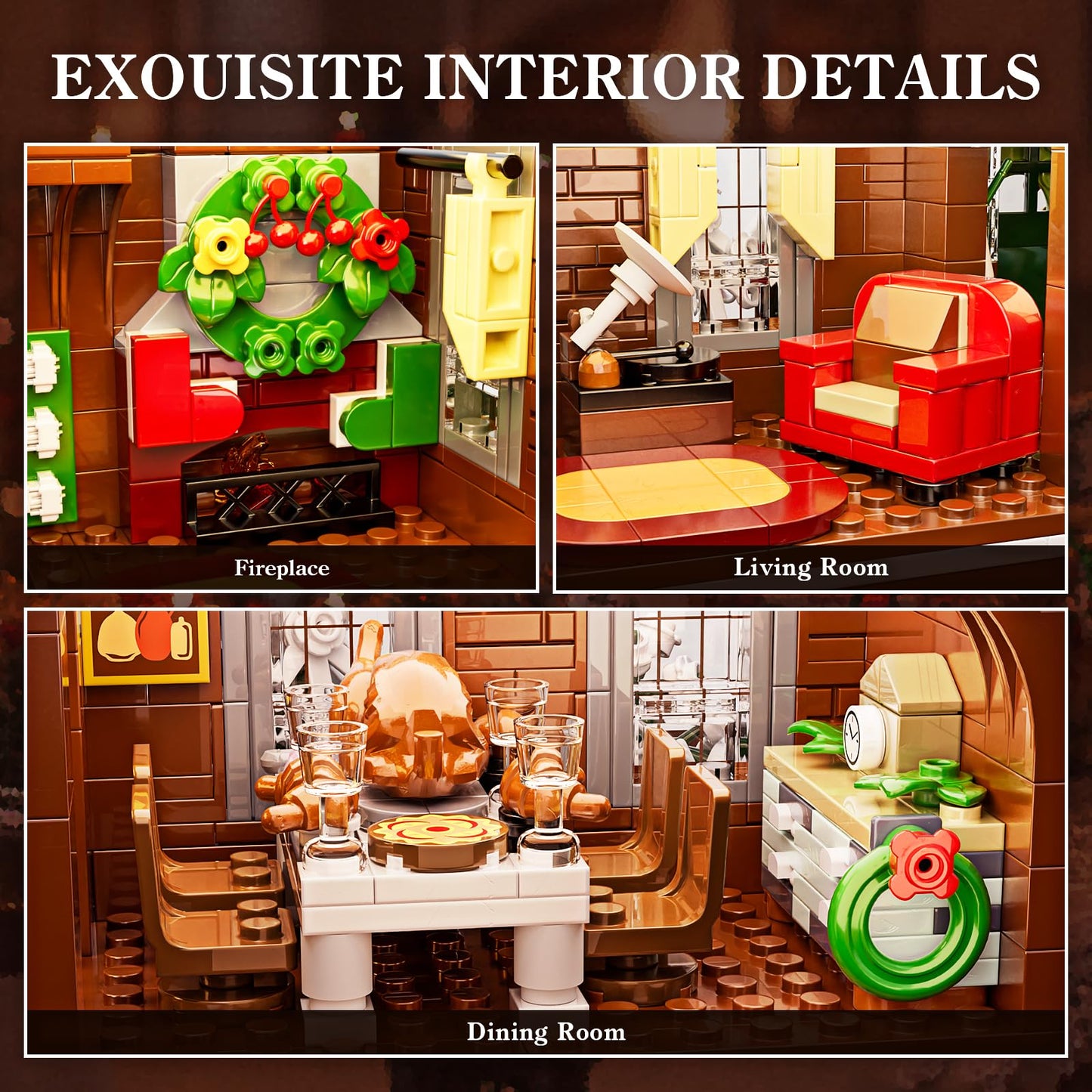 Christmas Little Women House Building Set with LED Light,Christmas Holiday Winter Snow House Kit,Compatible with Lego,Snow Village Building Blocks Model Toys,Christmas or Festival Gifts(1445 PCS)