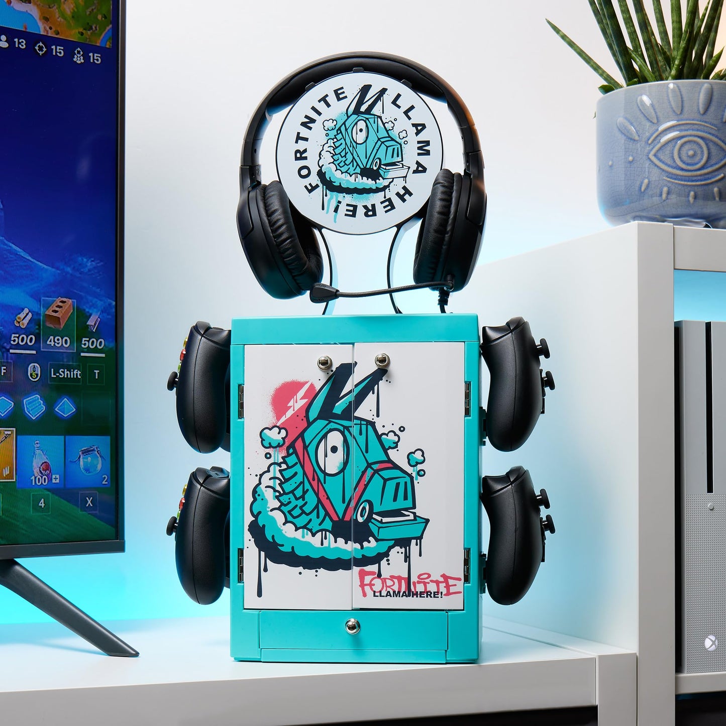 Numskull Official Fortnite Gaming Locker Controller Holder & Headset Stand for PS5, Xbox Series X|S and Nintendo Switch
