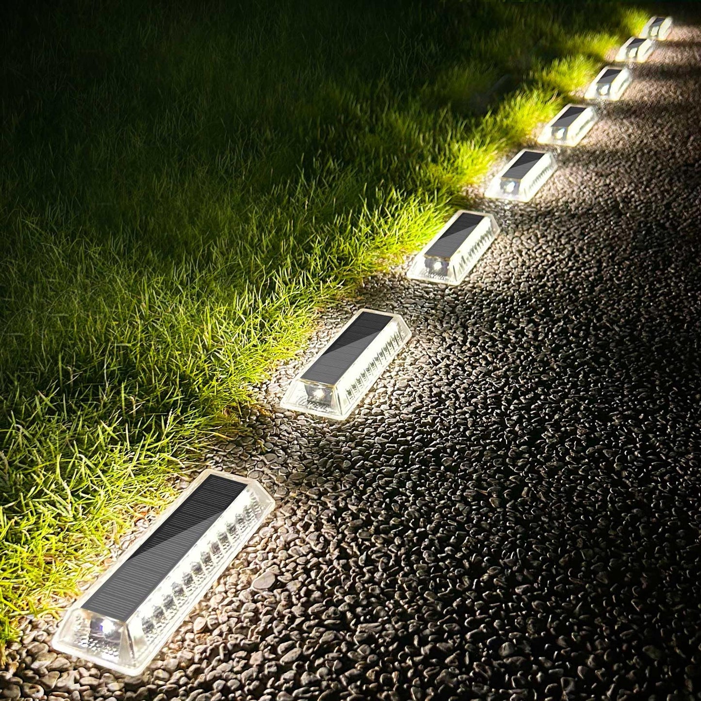 Lacasa Solar Deck Lights, 8 Pack Solar Lights Outdoor Waterproof IP68, Solar Powered Pathway Yard Driveway Step Landscape Lights, LED Lighting 50LM for Garden Path Walkway Stair Patio, Cool White
