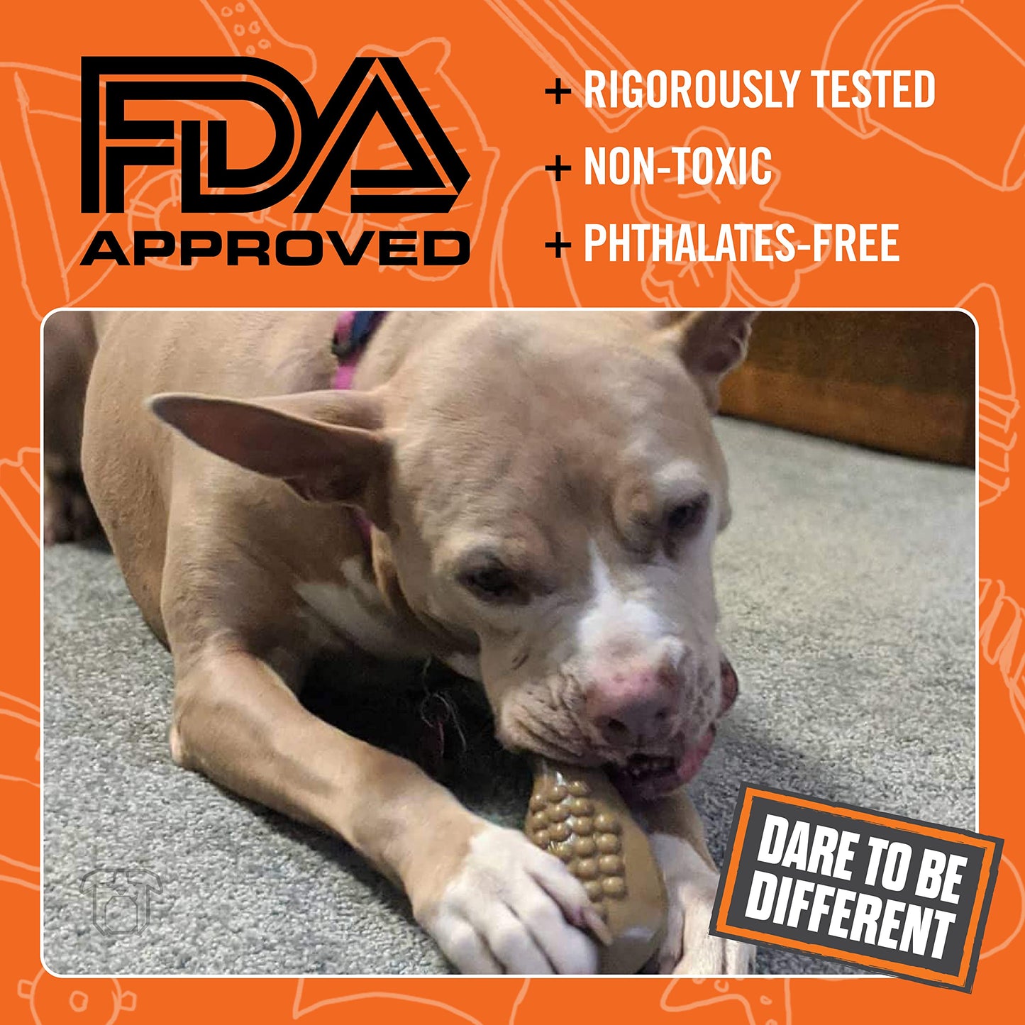 BULLYMAKE Brown Tough Chew Turkey Leg Toy for Dogs, Durable Nylon Dog Toys for Aggressive Chewers, Dental Stimulating, Tough Chew, Boredom Busting, Pet Supplies, Made in USA