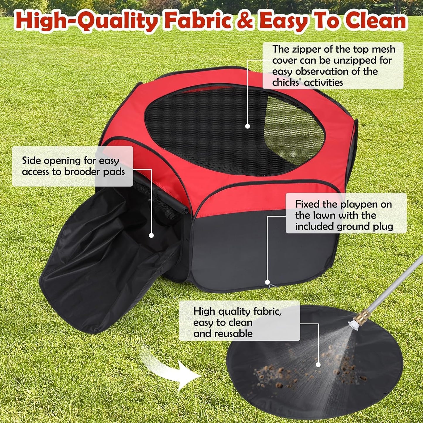 Chicken Brooder Box for Chick Starter Kit - 2025 Upgrade Double Door Brooder Pen/Playpen/Tent Baby Supplies Up to 15 Baby Chick,Duck,Quail