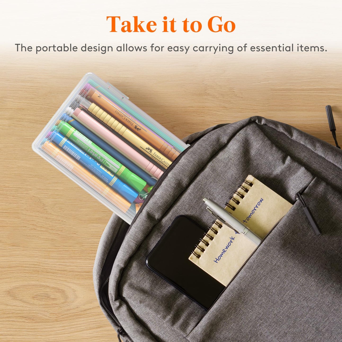 Lifewit Plastic Pencil Box with Snap-tight Lid, Large Capacity Hard Pencil Case Containers, Stackable Craft Pen Holder Clear Desk Drawer organizer and Storage for Art Supply, Office, 10 Pack