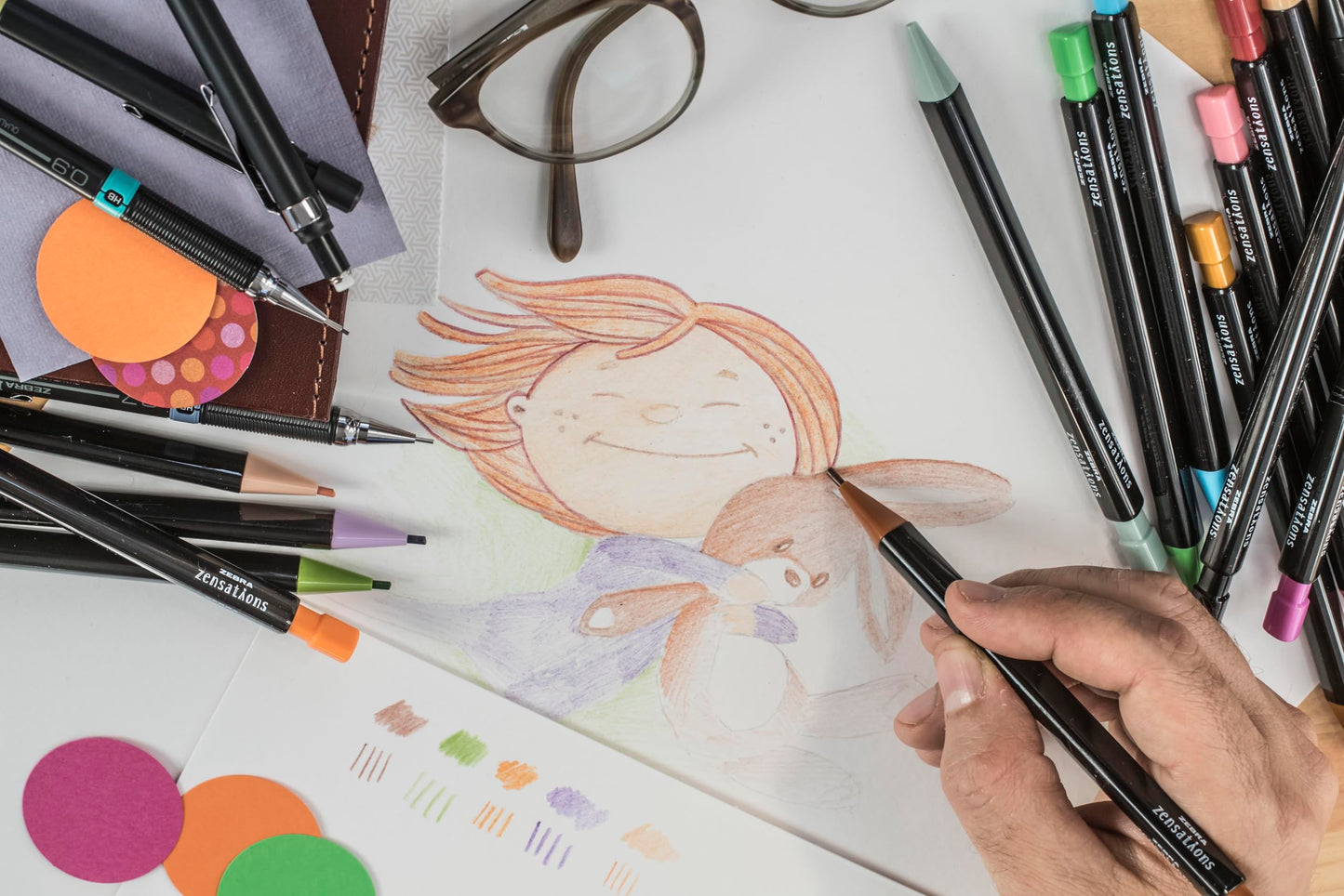 Zebra Pen zensations Mechanical Coloured Pencils, Assorted Colours, 2.0mm Bold #2 Lead, Refillable, Triangular Barrel to Prevent Rolling, 24-Pack (08124)