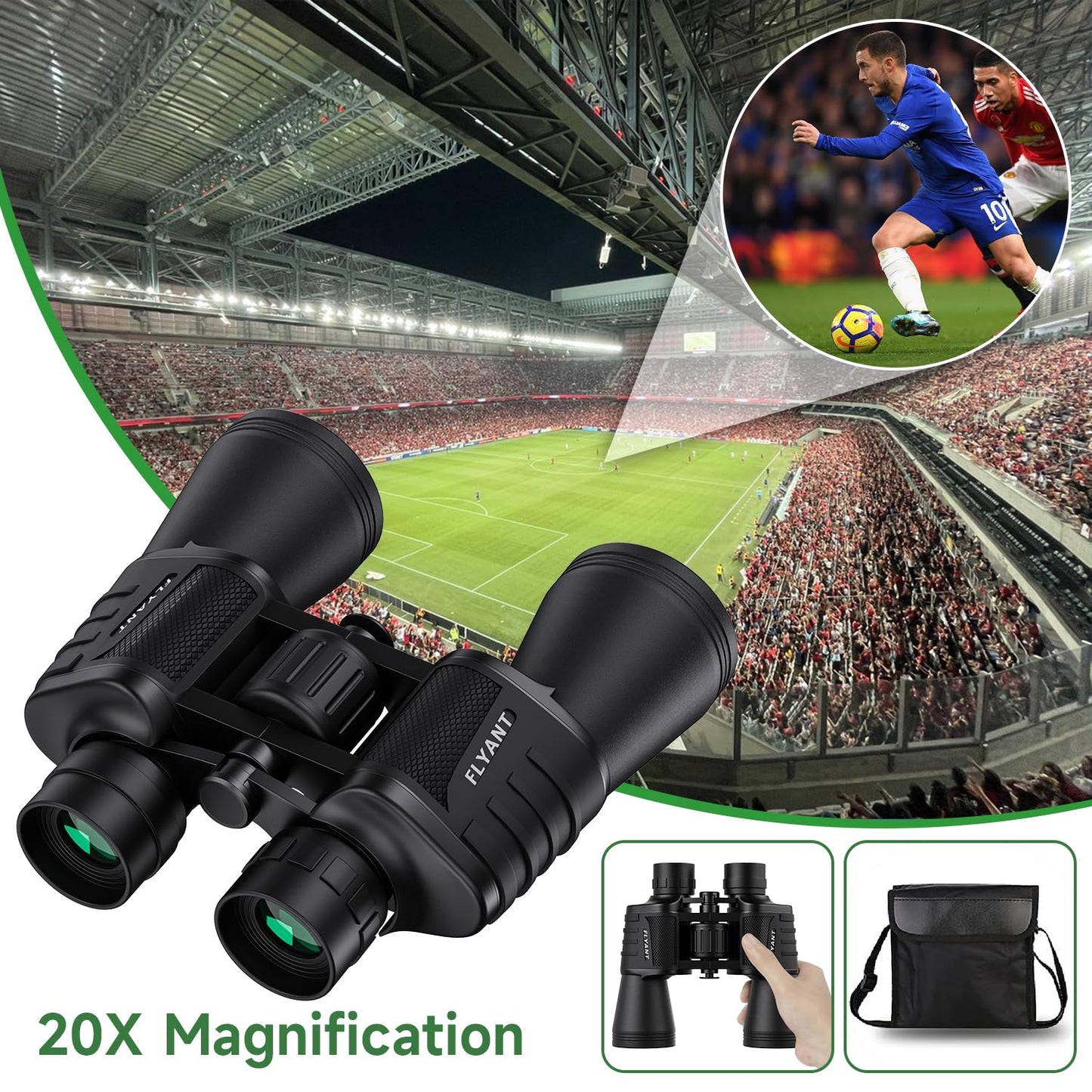 20x50 High Powered Binoculars for Adults, Waterproof Long Range Compact Binoculars with Low Light Vision for Bird Watching Hunting Football Games Travel Stargazing Cruise with Carrying Bag