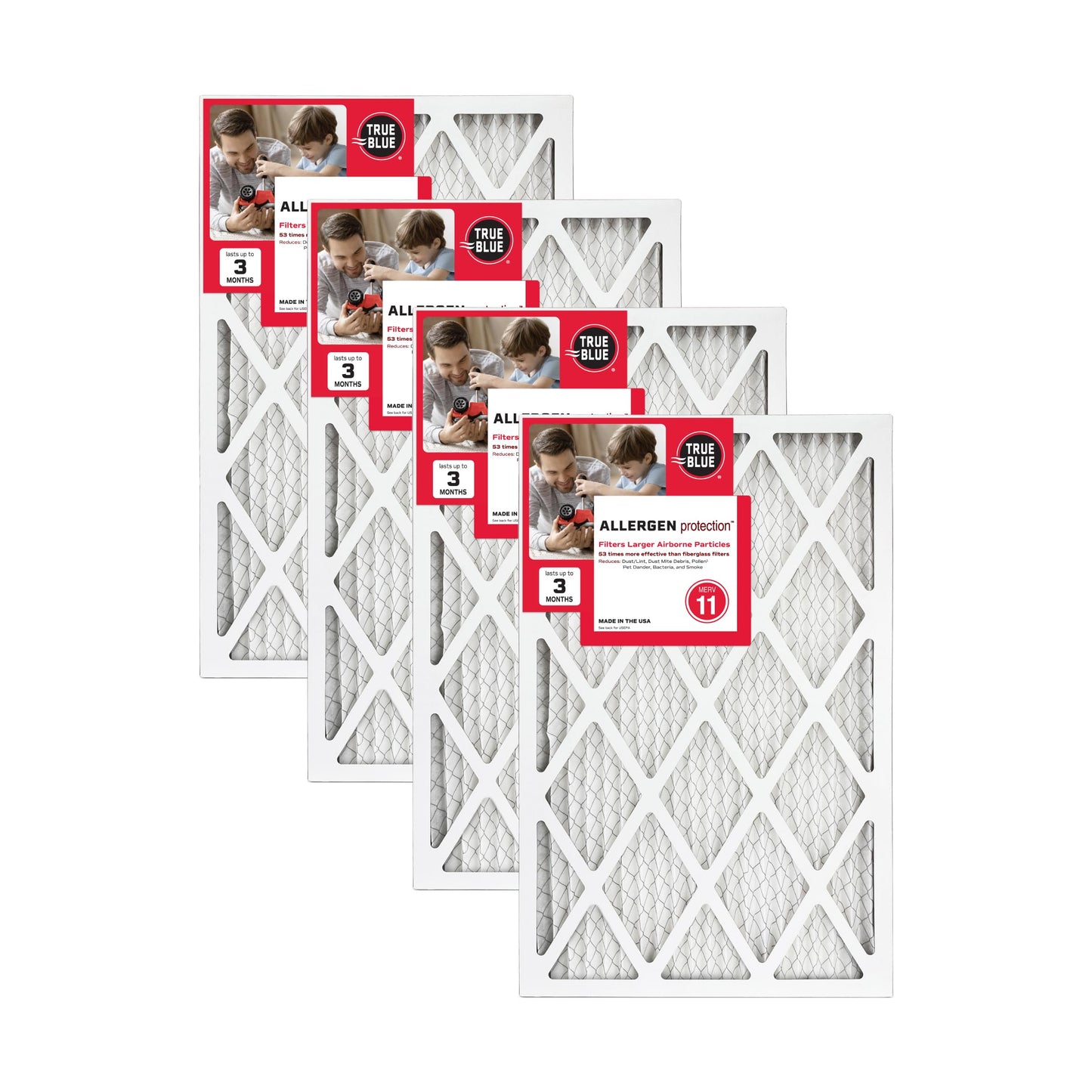 True Blue 318241.4 Allergen 18-Inch by 24-Inch by 1-Inch Air Filter, 4-Pack