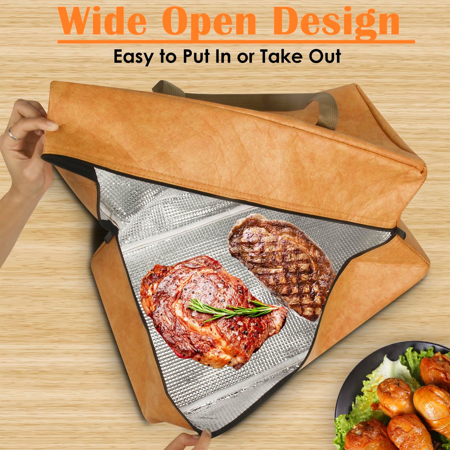 BBQ Blanket for Resting Meat, Insulated Brisket Resting Blanket for Smoking, Reusable BBQ Blanket Bag with Handle Strap & Wide Mouth for Large Briskets/Pork Shoulders/Turkeys/Picnic BBQ Party (18in)