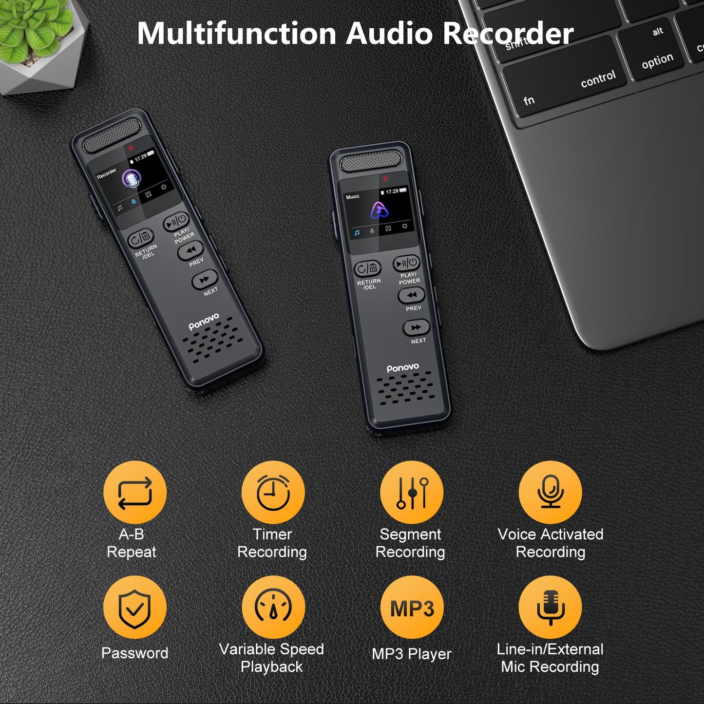 160GB Digital Voice Recorder with Playback, 1100mAh Mini Audio Recording Device for Lecture Interviews, 1536Kbps Voice Activated Recorder with Noise Reduction, Password, External Microphone