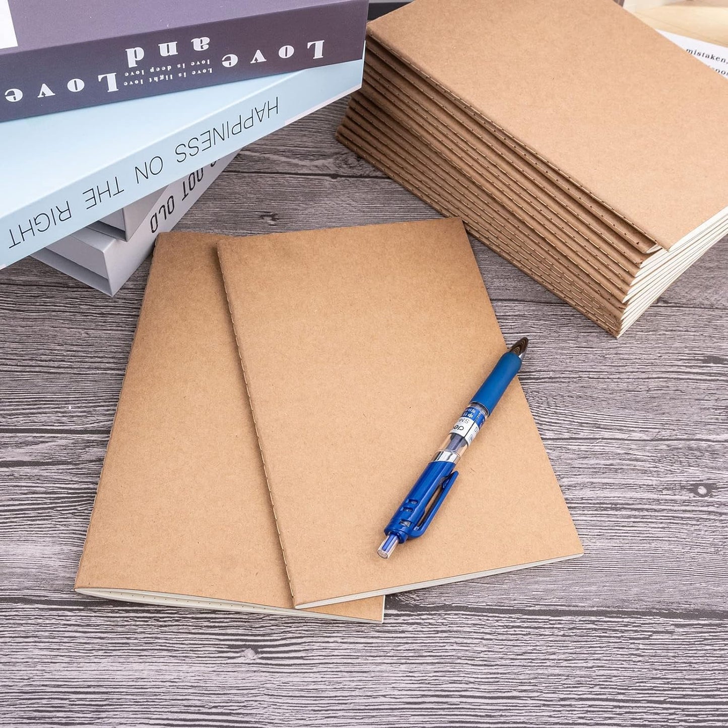 16 Pack Kraft Paper Journal Notebooks Bulk with Thick Dotted Grid Paper,Diary Subject Notebooks Planner for Travelers Students Office,A5 Size,40 sheets/80 Pages (Brown)