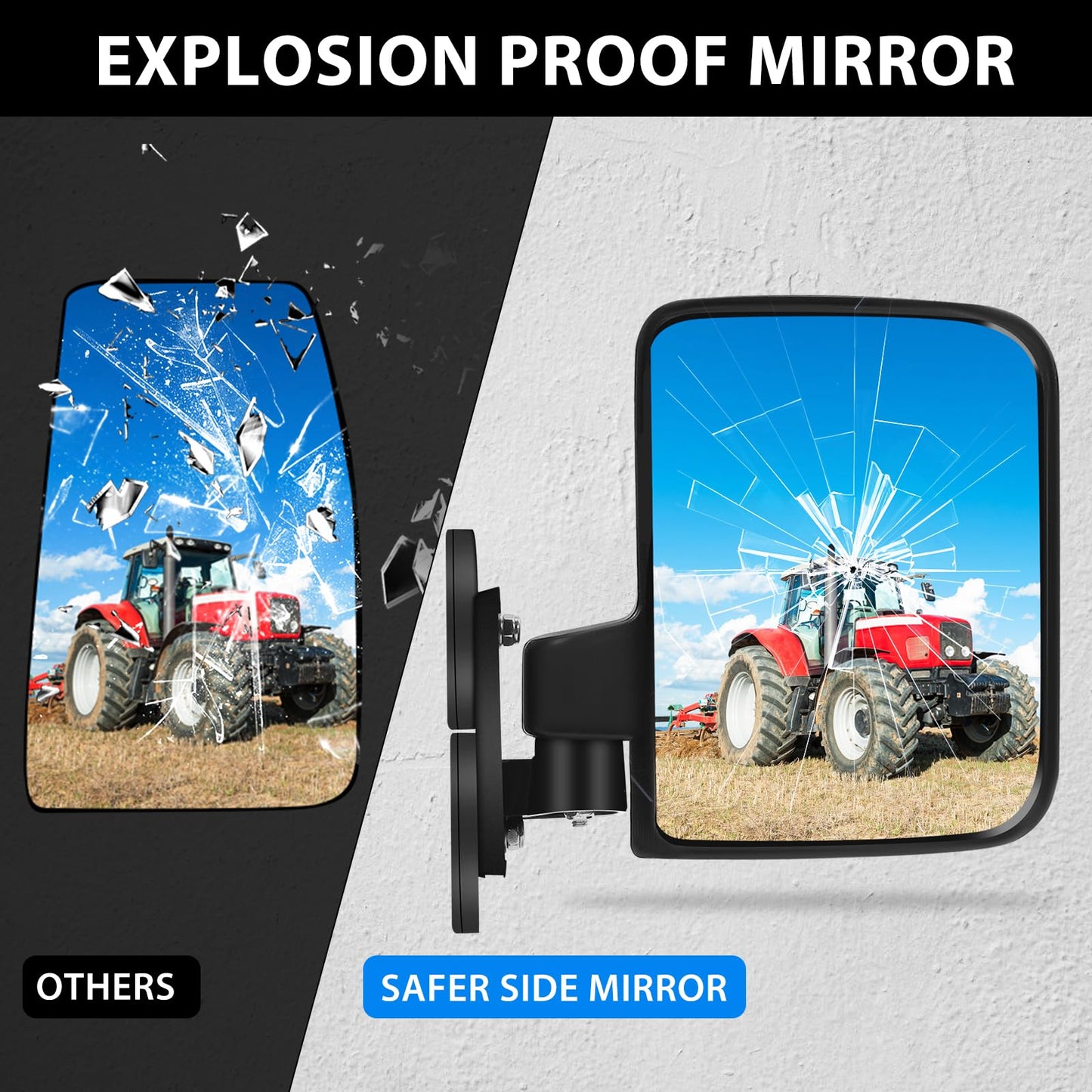 Tractor Magnetic Side Mirrors, Universal Strong Magnetic Side Mirrors for Tractors, Forklifts, Lawn Mover, Small Dozers, Lift Trucks, UTV, ATV, Compatible with John Deere tractor, Kubota, Mahindra