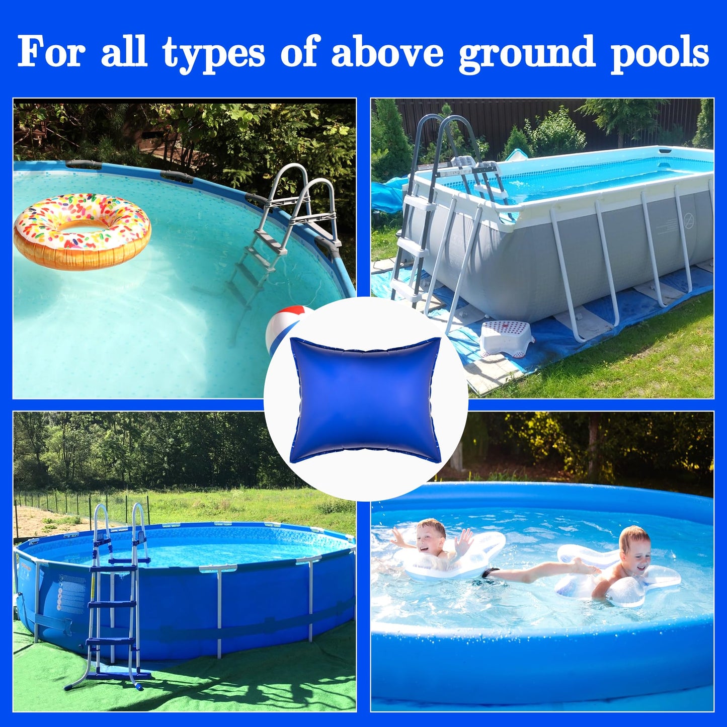 Sfcddtlg 7.8 x 6.3 Ft Large Pool Pillows for Above Ground Pools- Rectangle Winter Pool Cover Air Pillow- Inflatable Swimming Pool Closing Winter Pillow with Ropes for Support Pool Covers