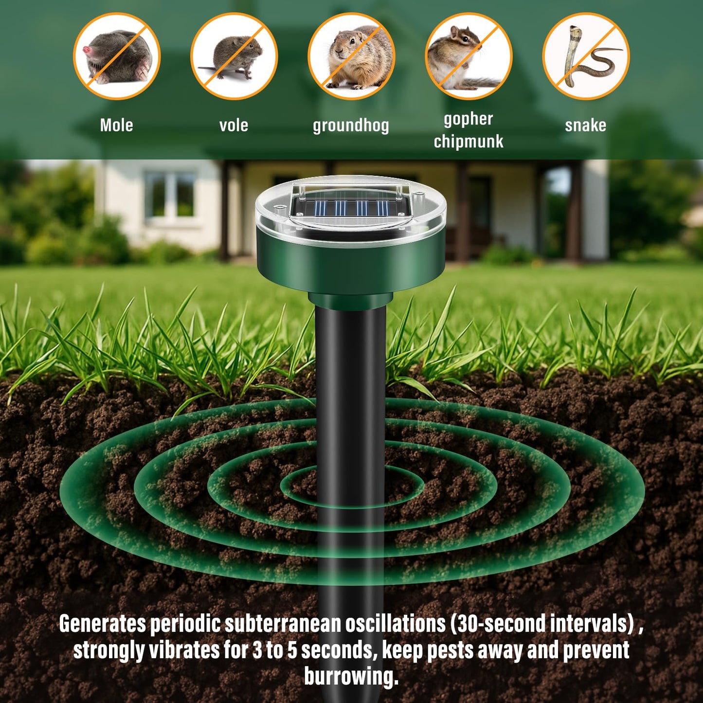 Mole Repellent, 10 Pack Outdoor Rodent and Groundhog Repellent for Yard, Gopher, Vole, Groundhog, Chipmunk Deterrent, Snake