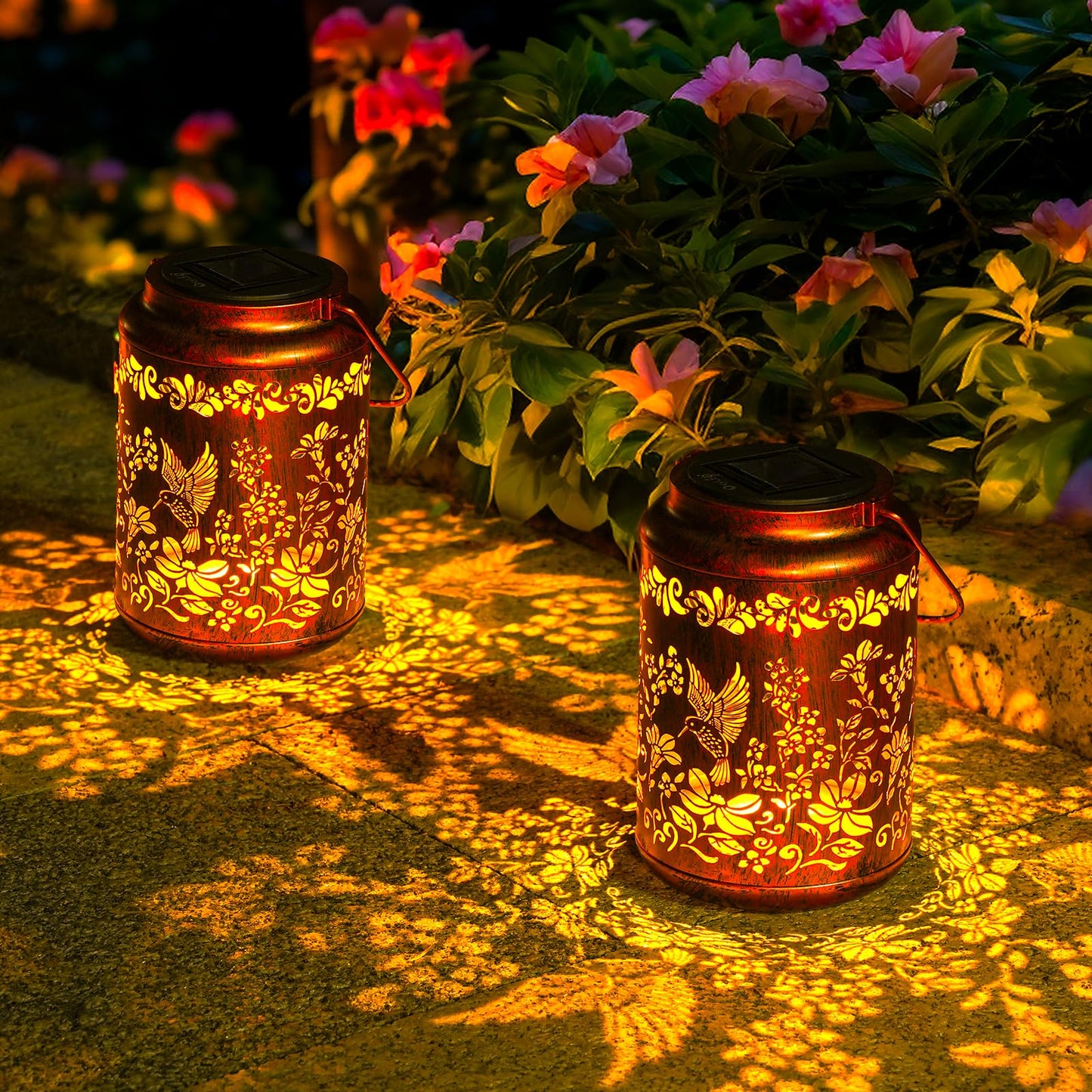 Hummingbird Solar Lanterns Outdoor - OxyLED Metal Waterproof Solar Garden Lanterns, Hanging Lanterns Solar Powered with Handle for Table Pathway Walkway, Chirstmas Gifts for Mom Grandma Women