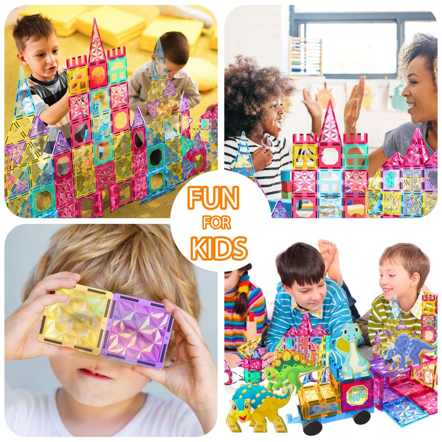 Jasonwell Magnetic Tiles Building Blocks Set for Boys Girls Preschool Educational Magnet Construction Kit Stacking STEM Toys Christmas Birthday Gifts for Kids Toddlers 3 4 5 6 7 8 9 10 + Year Old