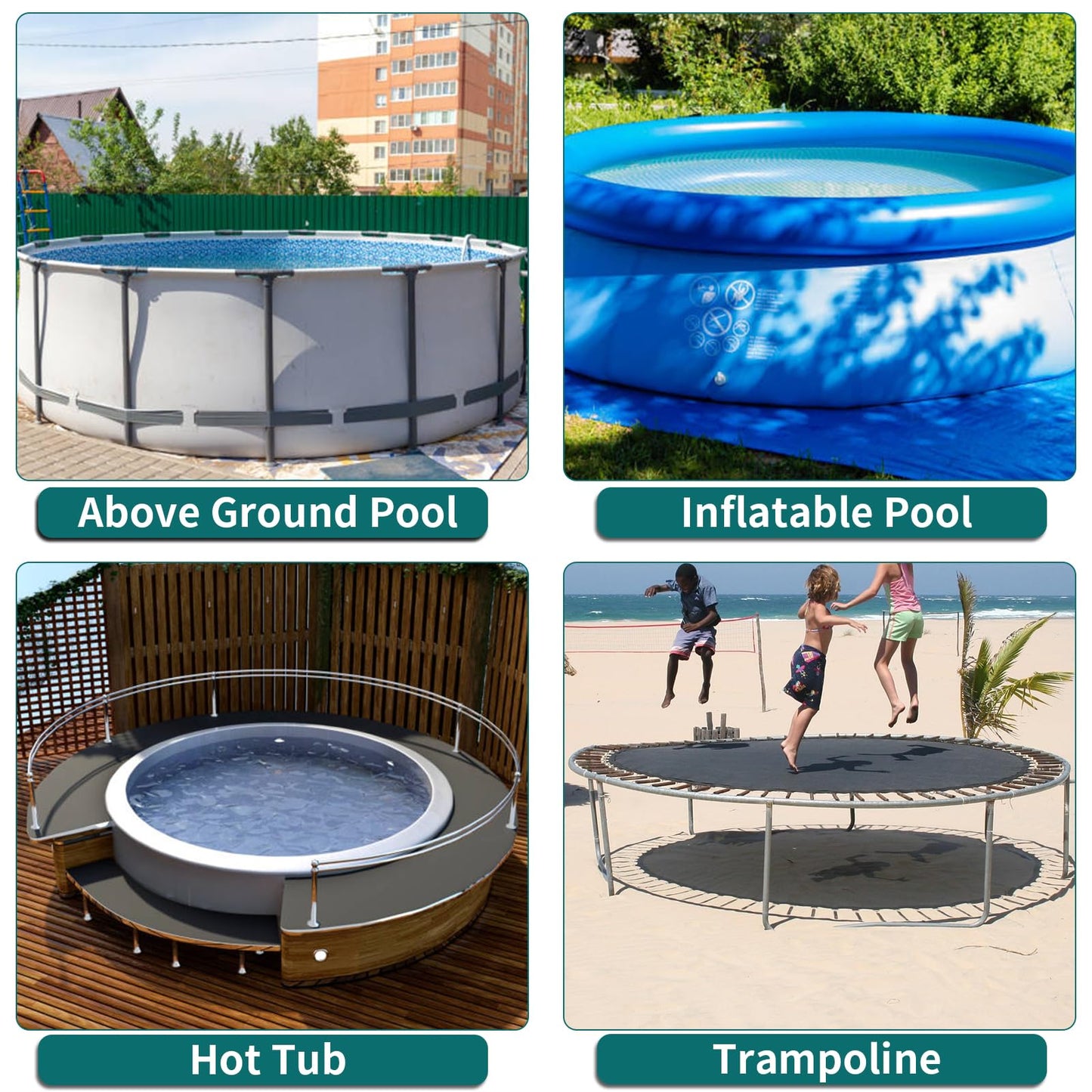 12FT Round Swimming Pool Cover, Heavy Duty 420D Oxford Fabric Garden Swimming Pool Dust Cover with Drawstring, Waterproof Round Pool Cover with Windproof Ropes and Ground Stakes