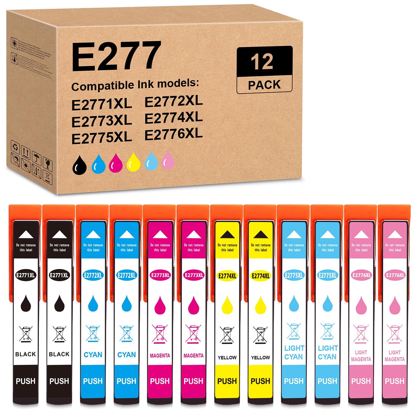 Remanufactured T277 Ink Cartridge Replacement for T277XL 277XL for XP-960 XP-850 XP-860 XP-950 XP-970 (12 Pack,2Black, 2Cyan, 2Magenta, 2Yellow, 2Light Cyan, 2Light Magenta)