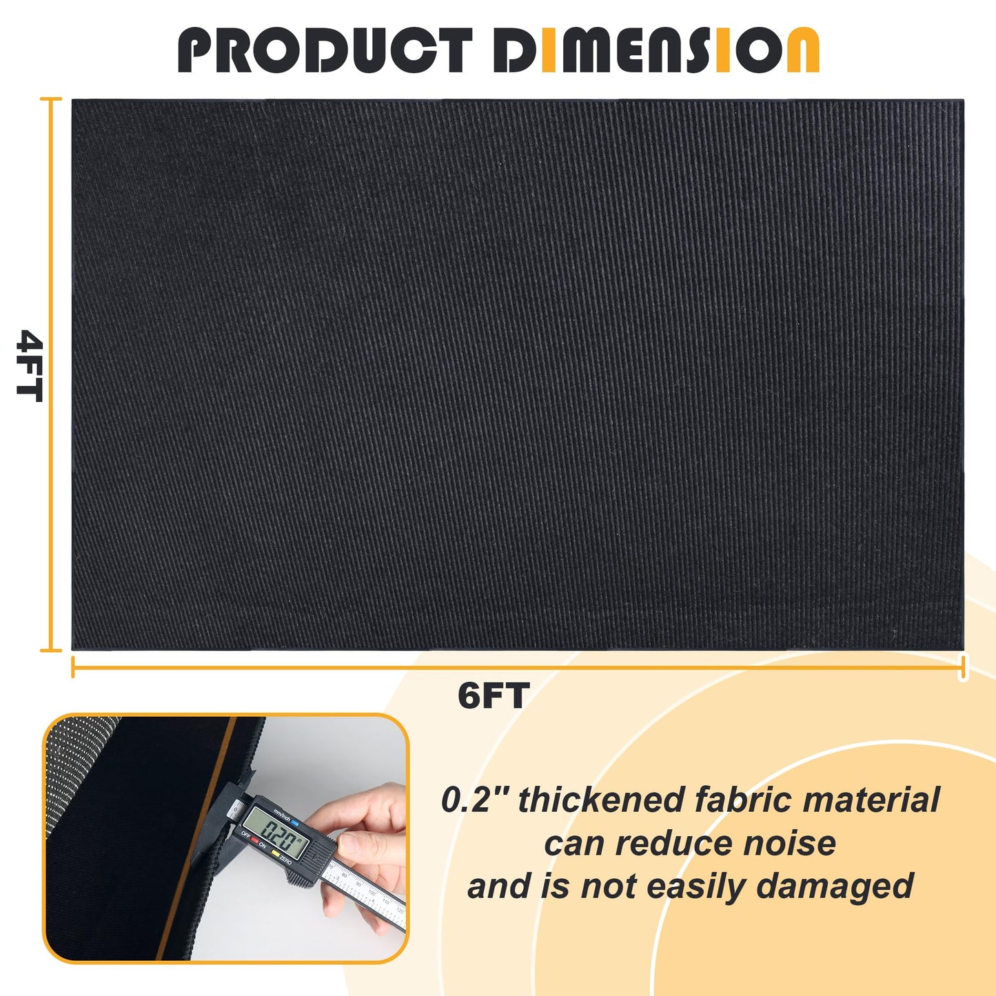 Invech 4 x 6 Ft Drum Rug, Black Drum Mat with Non-Slip Grip Bottom, Soundproof Drum Floor Mat for Electrical Drum, Drum Accessories Gift for Drummers