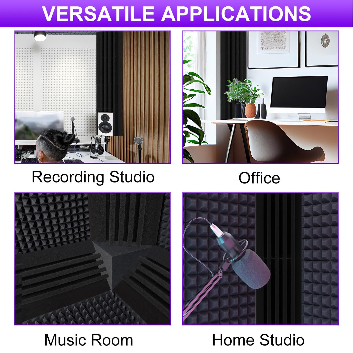 TroyStudio Interval Bass Traps - 4 X 4 X 12 Inches 12 Pcs Dense Studio Acoustic Foam, Acoustic Bass Corner Reduce Reverb Echo, Acoustical Treatment Sound Foams for Home, Office Recording Studio