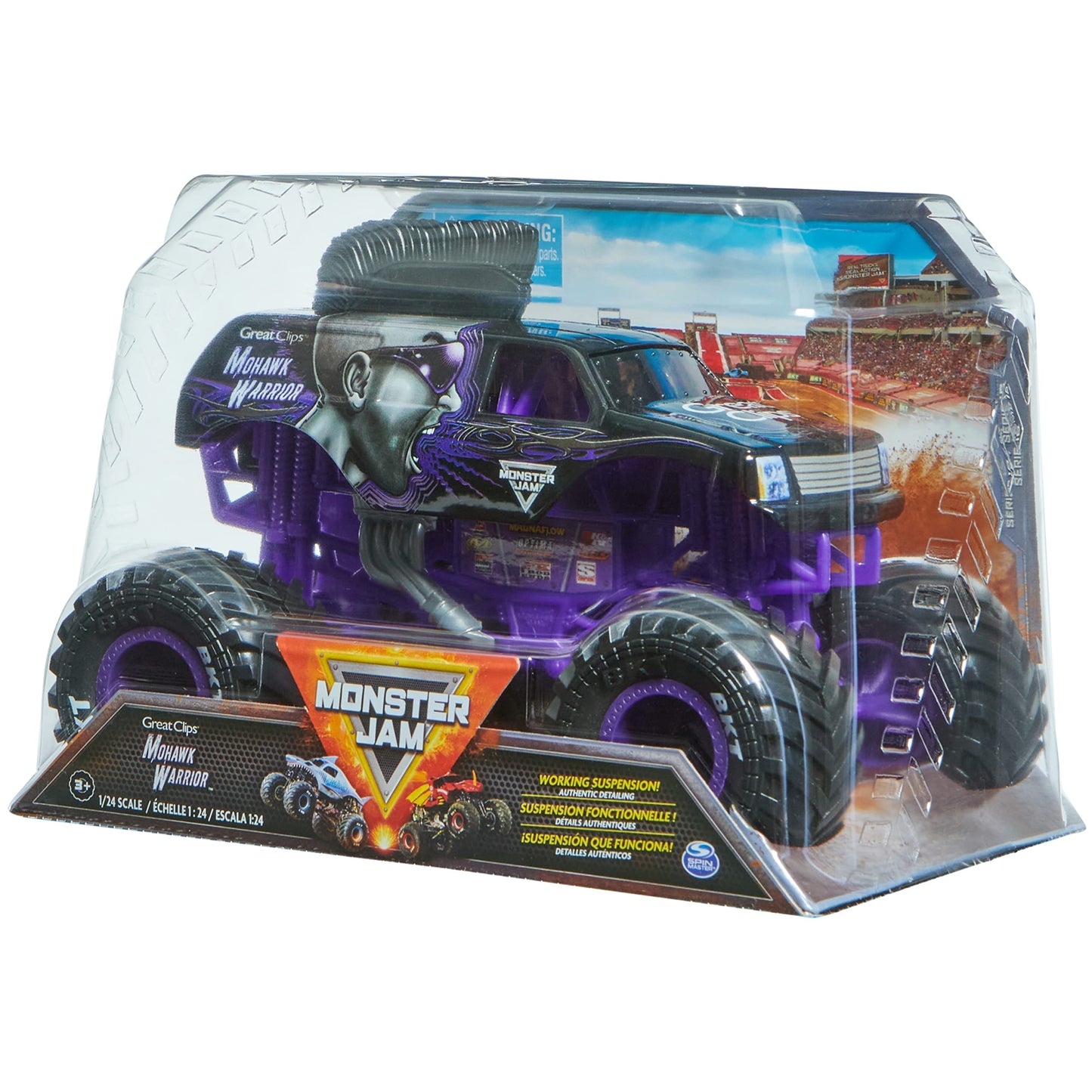 Monster Jam, Official Mohawk Warrior Monster Truck, Collector Die-Cast Vehicle, 1:24 Scale, Kids Toys for Boys Ages 3 and up
